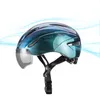 Cykelhjälmar Rockbros Bicycle Helmet Cycling LED Lätt uppladdningsbar Cycling Hjälm Mountain Road Bike Hjälm Sport Safe Hat For Man 231216