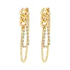 Dangle Earrings Simple PVD 18K Gold Color Drop Multi-Chain Crystal Pendientes Mujer Earring Fashion Jewelry Party