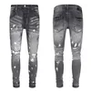 Jeans voor heren Paars merk denim broek Hoge kwaliteit Graffiti Inkjet Klassieke zwarte slim-fit lange broek Heren Dames Amerikaanse trend