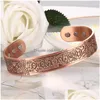 Bangle Bangle Copper Armband för män 15 mm bred 99,99% ren gåva med 3500 Gauss magneter Energi justerbar manschettdroppleverans smycken Dhenw