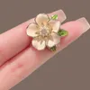 New Fashion Rhinestone Pearl Brooches for Women Girls Camellia Flower Crystal Corsage Scarf Buckle Clothing Accessories