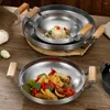 Pentole Wok in acciaio inox Pentola cinese per friggere con doppio manico