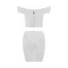 Jupes Amazon White Bandage Jupe Costume Mode européenne et américaine Court Top Robe deux pièces