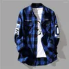 Männer Casual Hemden Lose Hemd Street Style Plaid Print Strickjacke Mantel Für Herbst Winter Lange Hülse Drehen-unten kragen Mid