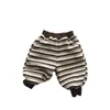 Trousers Baby Fleece Striped Sweatpants Winter Boys Girls Loose Plus Velvet Thick Kids Warm Casual Pants Children Clothes