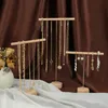 Anneaux Porte-colliers en bois et en métal Support de bracelet pour porte-chaînes de bijoux Organisateur de boucles d'oreilles Vitrine de bijoux suspendue