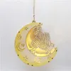 パーティーデコレーション2023 Eid Mubarak Ramadan Decor Supplies木製のLEDライトスタームーンキャッスルペンダントホームAL ADHAギフト