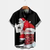 Camisas casuais masculinas Papai Noel 3d Festival de Natal camisa de manga curta para homens moda festa havaiana