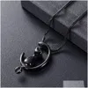 Colliers Pendentif Colliers Ijd10014 entonnoir boîte-cadeau collier de chat noir médaillon d'urne commémorative pour porte-cendres d'animaux souvenir bijoux en acier inoxydable