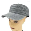 Beret Männer dickere Denim Flat Top Hut Festkappe für Frauen männliche gewaschene Kappe verstellbare Militärhüte Unisex Vintage Sonne