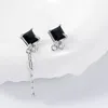 Boucles d'oreilles créoles MODOMA 2023 en argent Sterling 925 pour femmes, bijoux gothiques en pierres précieuses noires, mode coréenne, Piercing