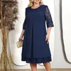 Casual Dresses Plus Size Summer For Women 2024 Brodery Floral Patchwork Formell Dress Loose Wedding Party Bankett Prom Clothing