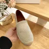 Striped grass-woven small fragrance fishermans shoes women's loafers 2024 Spring and autumn flat-soled breathable casual shoes a pedal