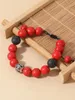 Strand OAIITE 10mm Red Pine Bracelet Rope Handmade Woven Natural Stone Yoga Reiki Healing Balance Meditation Gift