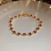 Link Bracelets Draweye Purple Zircon Bracelet For Women Korean Fashion Heart-shaped Elegant Sweet Jewelry Exquisite Vintage Pulseras Mujer