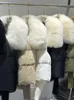 Damesvesten Mode Grote Echte Zilveren Bontkraag Bovenkleding Luxe Warme Witte Eend Donsjack Winter Damesjas met Gebreide Mouw 231218