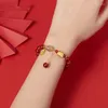 Link pulseiras 2024 estilo chinês dragão ano sorte pulseira luz luxo vermelho cristal contas oração para as mulheres presente de natal