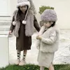 Abiti da ragazza 2023 Abbigliamento invernale per bambini Gonna di lana tinta unita per bambina Abito maglione ampio con cappuccio