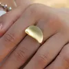 Cluster Rings Geometrical Oval Ring 18K Gold Plated Teardrop Shape Design Stainless Steel Jewelry Open Water Resistant Party Girl Gift
