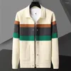 Vestes pour hommes Marque de mode Veste tricotée 2023 Printemps et automne Personnalisé Contraste Stripe Pull Casual Cardigan Haut de gamme Manteau