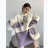 Suéteres para mujer 4XL Primavera Blanco Púrpura Tops Japón Ulzzang Jumper Suéter Harajuku Moda Básica Manga larga Cool Turtleneck Ropa