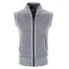 Men's Vests Fashion Knit Vest Coat Zip-up Stand Collar Slim Fleece Winter Warm Thickened Cardigans Waistcoat Coats Clothing