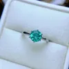 Clusterringen 925 sterling zilver natuurlijke groene Paraiba Solitaire Ring eenvoudige verlovingsbruiloft voor vrouwen