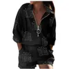 Women's Tracksuits Womens Fashion Long Sleeve Shirt Lapel Pocket Design Shorts Set Women 2-piece