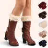 Pièces de chaussures Accessoires Court Chaud Femmes Couleur Unie Jambières Fausse Fourrure D'hiver Manchette Crochet Tricot Bottes Chaussette Jambières 231218