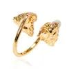 Cluster Rings Irregular Druzy Stone Black Tourmaline Open Ring Golden Handmade Crystal Finger Jewelry Adjustable Size