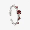 Anéis de cluster Viarla Red Enamel Rose Anel 925 Sterling Silver Moda Jóias Drop Presentes Personalizados