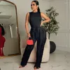 Women's Two Piece Pants WUHE Soild Set Women Fashion Tank Top And Drawstring Tassel Suit Sexy Party Night Club Outfits Matching Sets