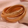 Hip Hop Three Layer Winding Snake Chain Bracelet Gold Plated Stainless Steel Jewelry