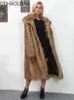 Kvinnors päls faux kappa kvinnor i lyx förtjockar varm vinterkläder mode elegant pendling lång streetwear jacka jacka