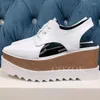 Sandaler Autumn Ladies Platform Real Leather Upper Thick Bottom runda huvudet Lace-Up Muffine Type Female Shoes