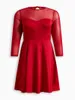 Casual Dresses 100.00kg Plus Size Women's Clothing Chubby Girl Fashion Export Single Waist Slim Looking Red Dress Summer Wear