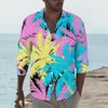 Camicie casual da uomo Camicia con palme Piante primaverili Stampa Uomo Novità Camicette Manica lunga Grafica Harajuku Top Taglie forti