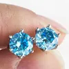 Diamond geslaagd Test Men Women oorbellen 925 Sterling Silver 1CT Blue Clear Moissanite oorbellen Studs Leuk cadeau