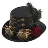 Berretti Steampunk Cappello Viaggiatore Halloween Party Cappelli a cilindro per uomo con occhiali Accessori Drop