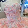 Rosa Prinzessin Ballkleid Quinceanera Kleider 2024 Perlen Applikationen Spitze Pailletten Süßes 16 Kleid Vestidos De 15 Jahre