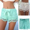 Short 1 pièce pour femme et fille, ourlet en dentelle, ceinture en mousseline de soie, short de plage d'été, Feitong