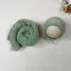 Couvertures DonJudy 2pcs Set Born Po Shooting Props Tricoté Mohair 150 40 Wrap avec chapeau assorti Infant Pographie Studio Accessoires