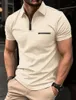 Men's Polos Brand Solid Color Lapel Short-sleeved Shirt Summer Fashion Pocket POLO Business Casual T-shirt