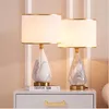 Table Lamps European Rustic Small White&black Ceramic Lamp Body Classic Fabric Art E27 LED For Bedside&foyer&Studio MF018