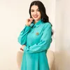 Ethnic Clothing Elegant Style Lapel Solid Color Pocket Buttons Applique Shirt Sleeve Long Dresses