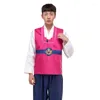 Etniska kläder 4 färger Koreanska traditionella broderade satin Hanbok Mäns asiatiska forntida kläder Förbättrade cosplay -scenprestanda byxor