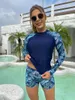 Kobiety stroje kąpielowe 2023 Kobiety dwupoziomowe straże straży kąpielowej długie rękawy koszula kąpiel Kąpiec Kąpiec Boyshort Surf Suits Nurkowanie sportowe