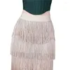 Skirts Summer Sexy Fashion Bandage Mid-Length Elegant Stretch Slim-Fit Sheath Tassel Skirt