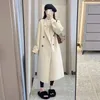 Women's Trench Coats High-Grade White Woolen Coat Long 2023 Autumn And Winter Clothes Style Thin Warm