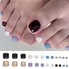 False Nails Short Square Fake Toenails Nail Tips Solid Color Simple Toe Full Cover French Foot For Women Girl